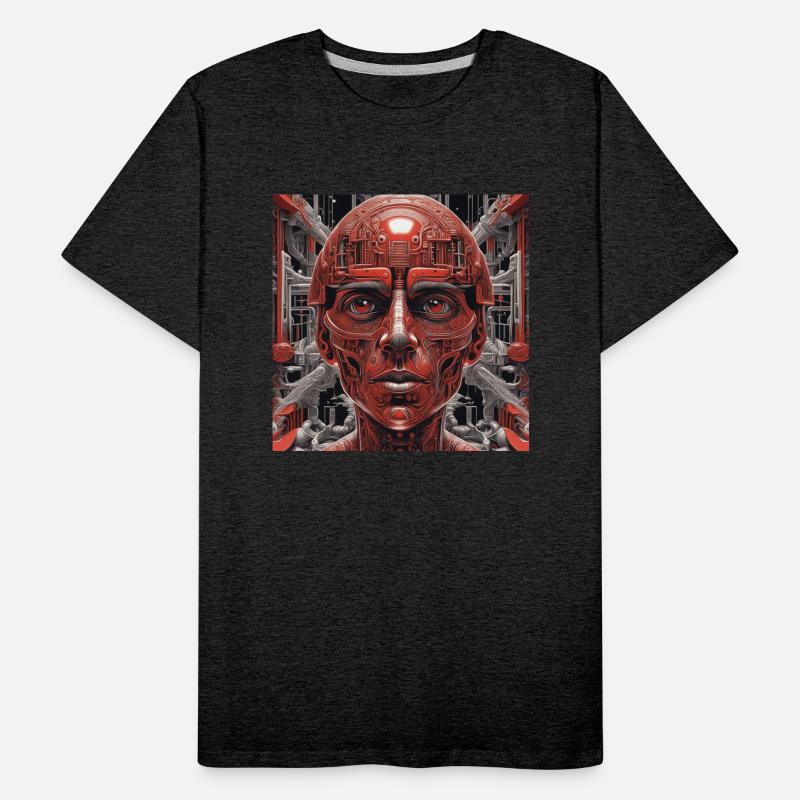 Techno red robot in the future