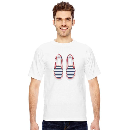 Top Down Illustration Of Nautical Striped Shoes