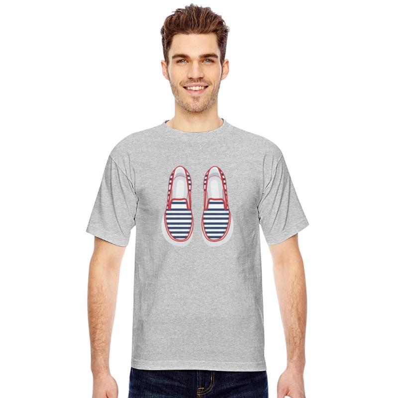 Top Down Illustration Of Nautical Striped Shoes