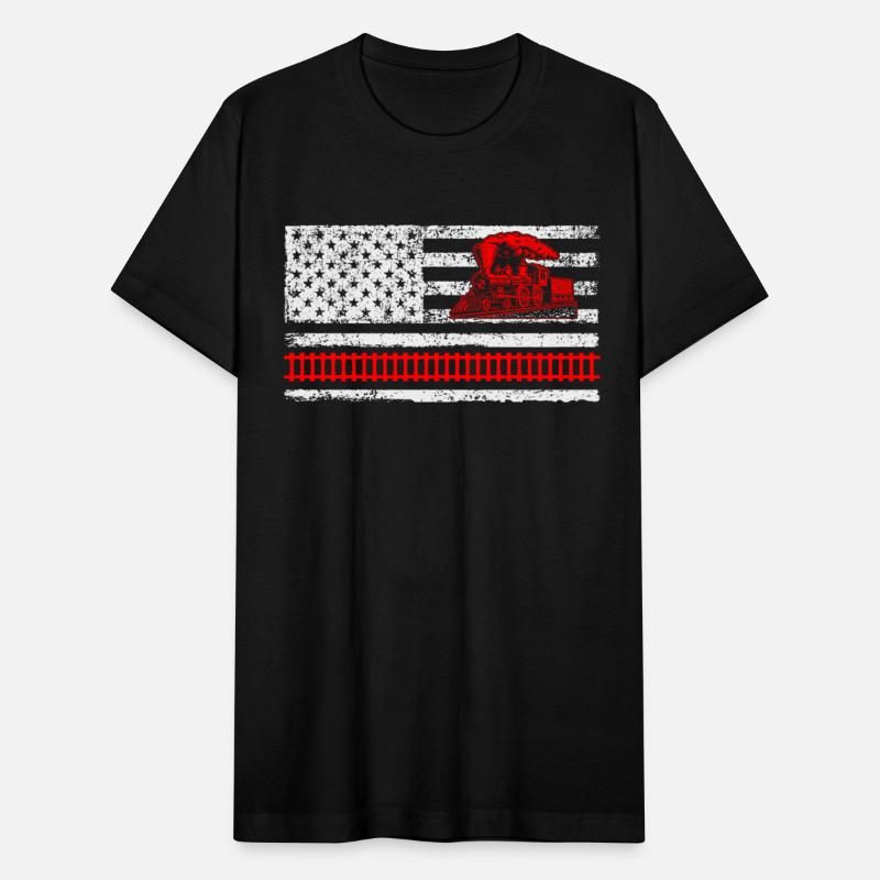 Train Lover Railway Railroad Engineer USA Flag