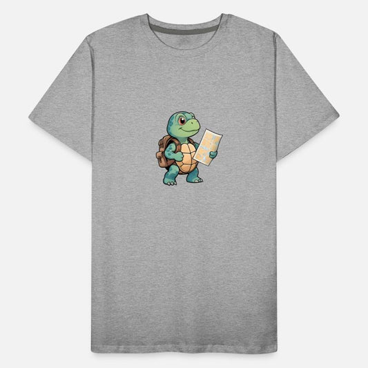 Turtle Holding Map Cute Explorer Travel Art.