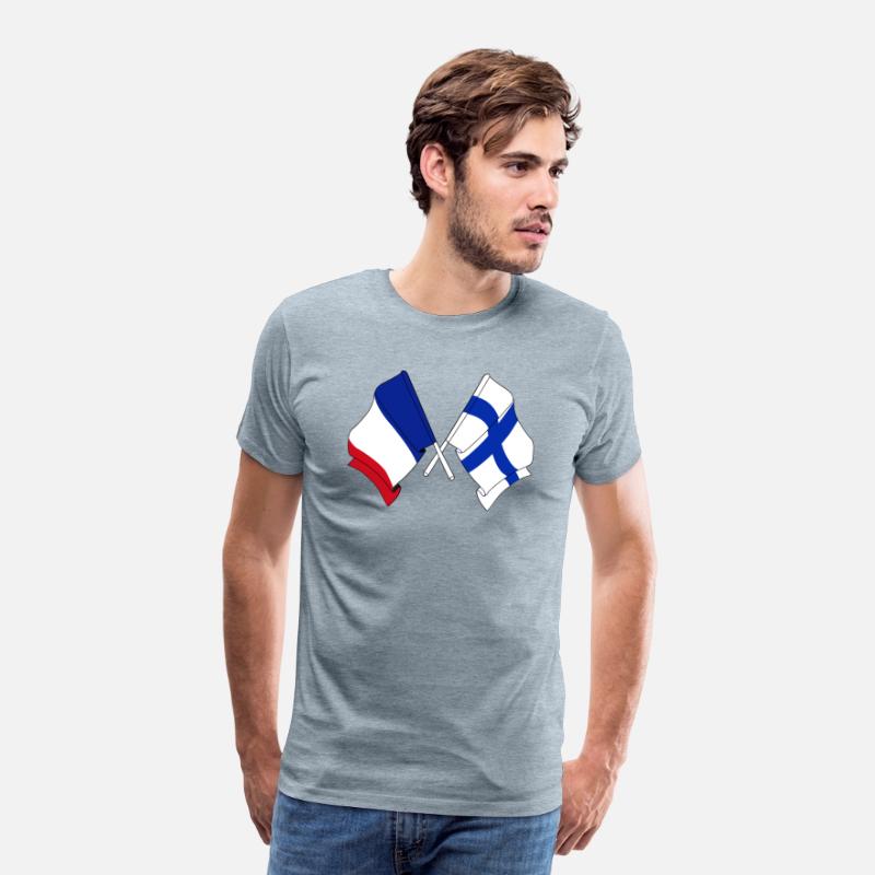 Two crossed flags of France and Finland flag