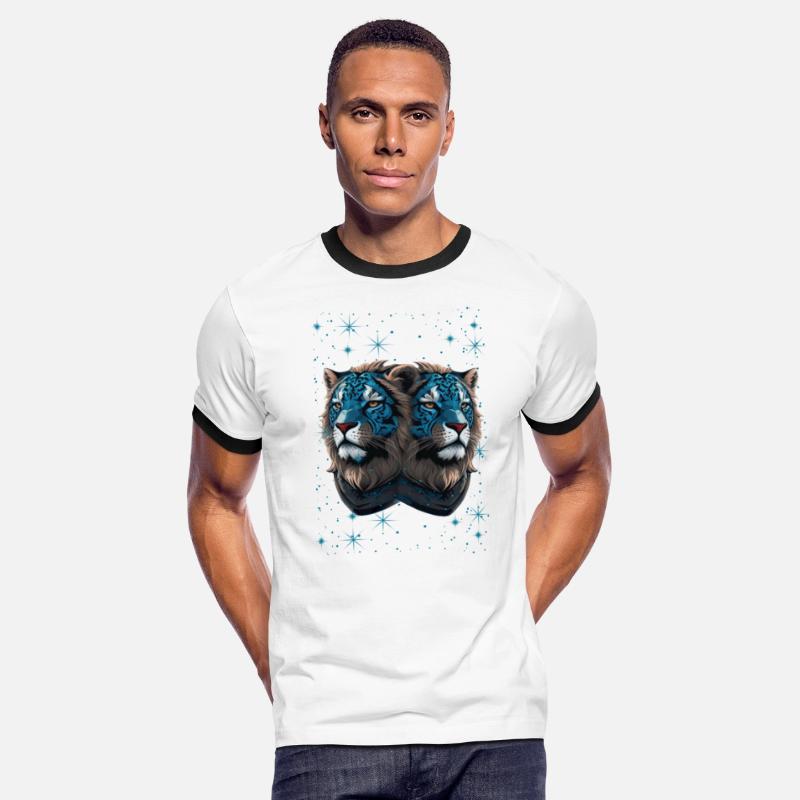 Two heads of a lion in a realistic style