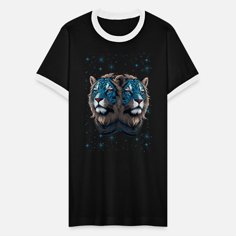 Two heads of a lion in a realistic style