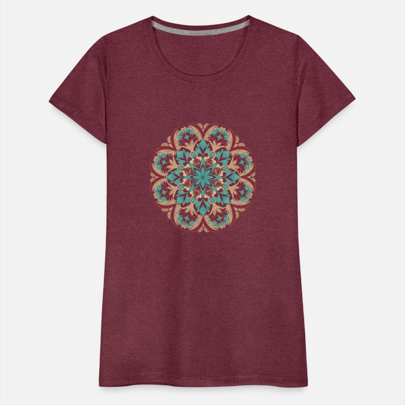 Vintage Mandala in Burgundy, Teal, and Beige
