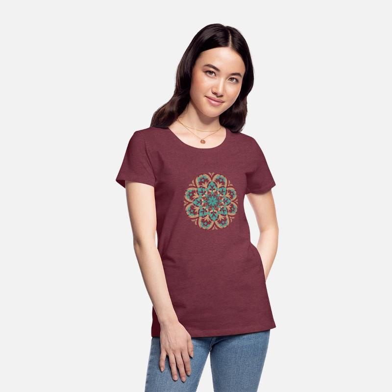 Vintage Mandala in Burgundy, Teal, and Beige