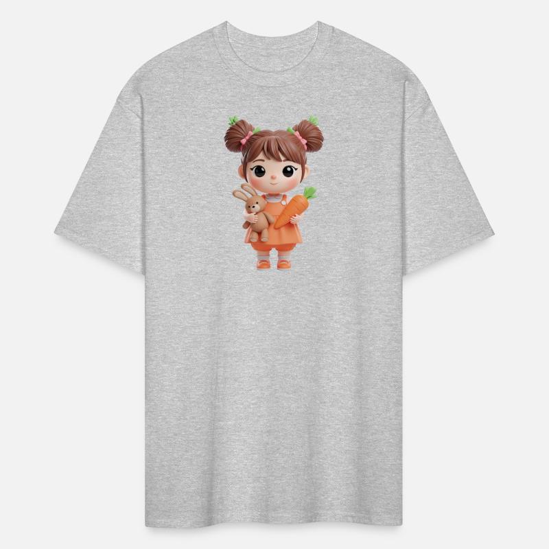 Whimsical Childlike Girl with Bunny and Carrot