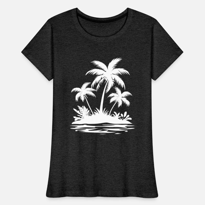 White Silhouette Island With white Palm Trees
