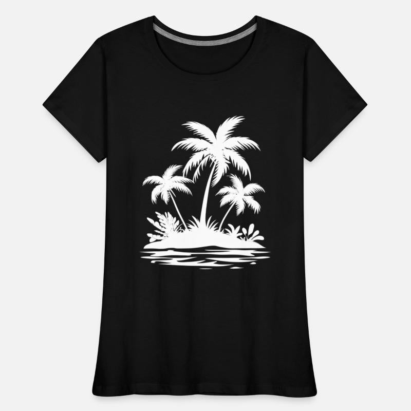 White Silhouette Island With white Palm Trees