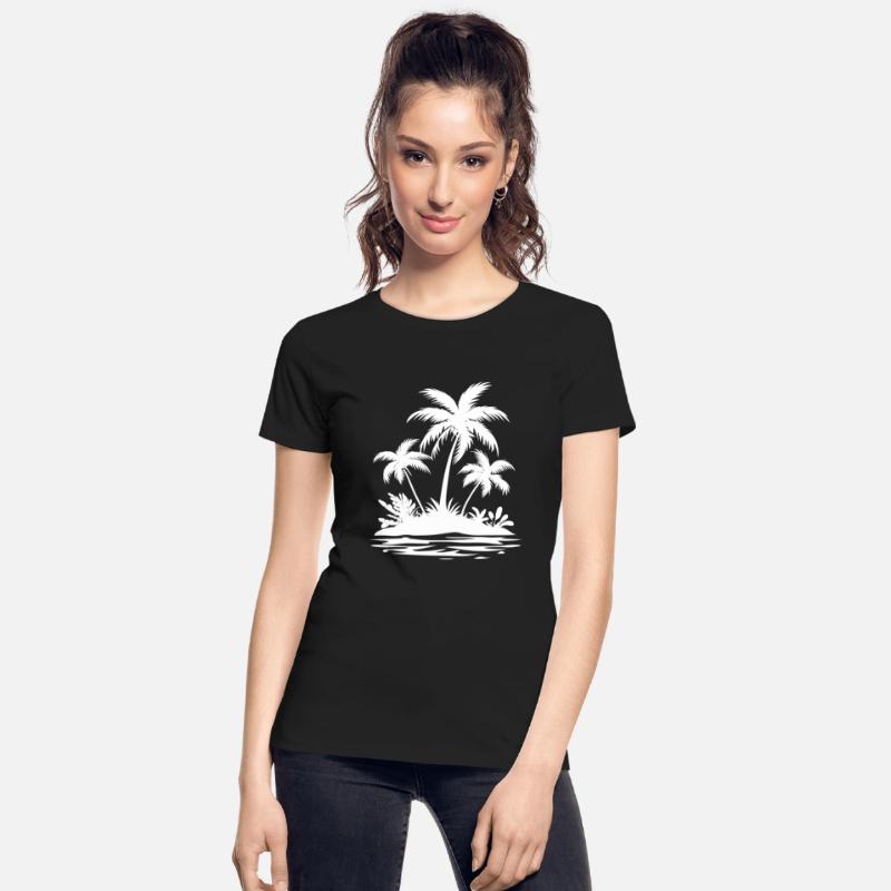 White Silhouette Island With white Palm Trees