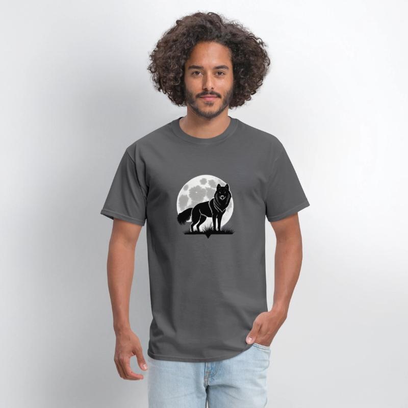 Wolf howling at the moon graphic t-shirt
