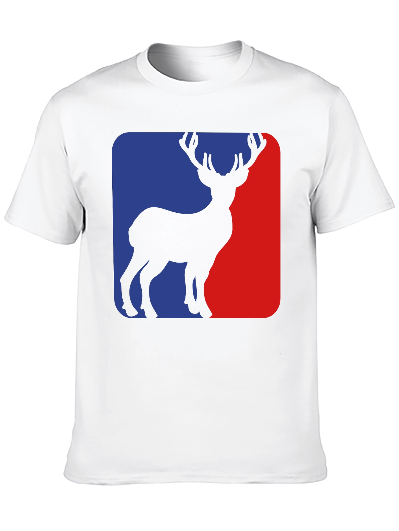 Deer Silhouette Graphic Tee - Blue and Red