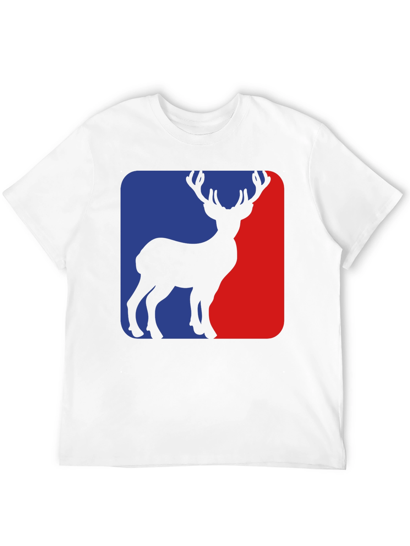 Deer Silhouette Graphic Tee - Blue and Red