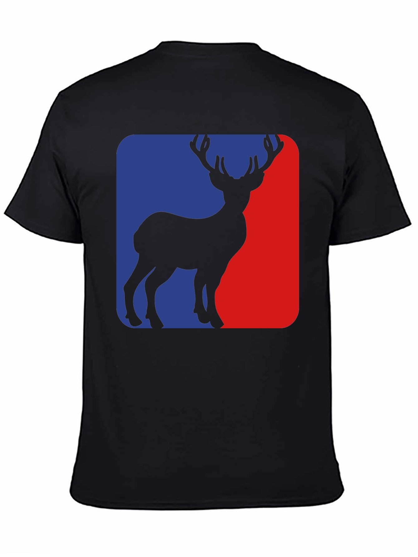 Deer Silhouette Graphic Tee - Blue and Red