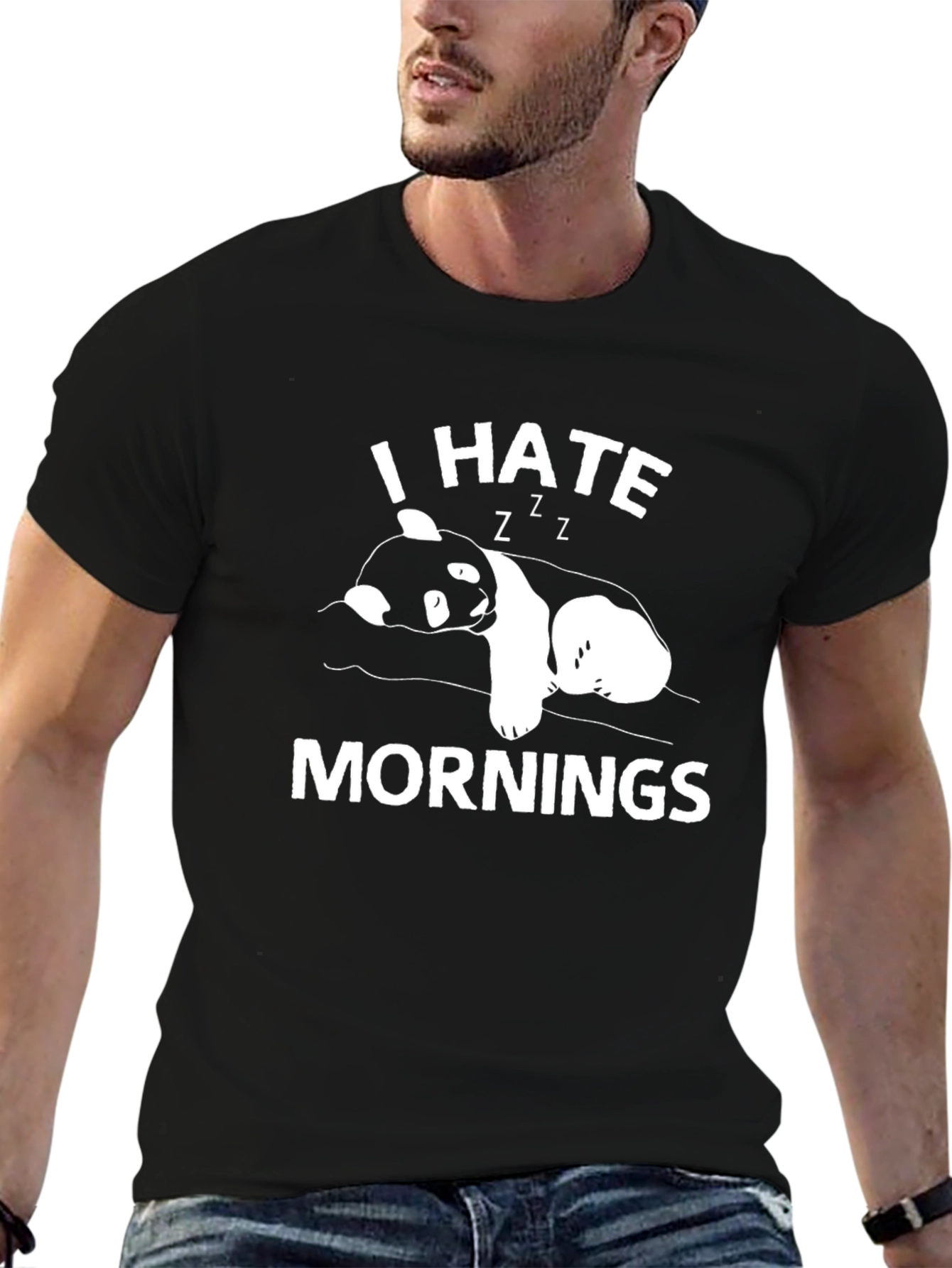 I Hate Mornings Panda Graphic T-Shirt
