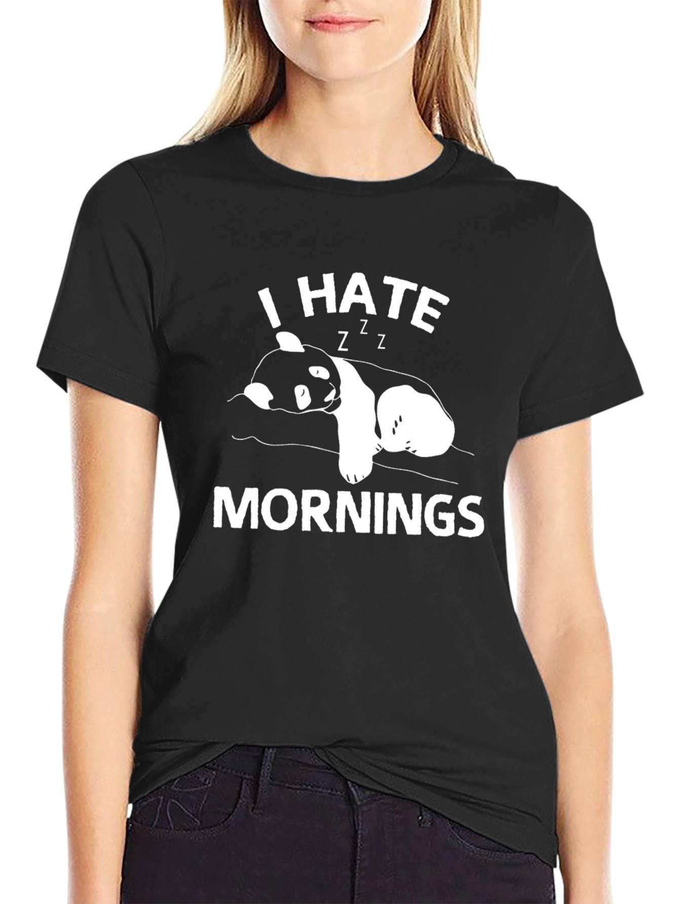I Hate Mornings Panda Graphic T-Shirt