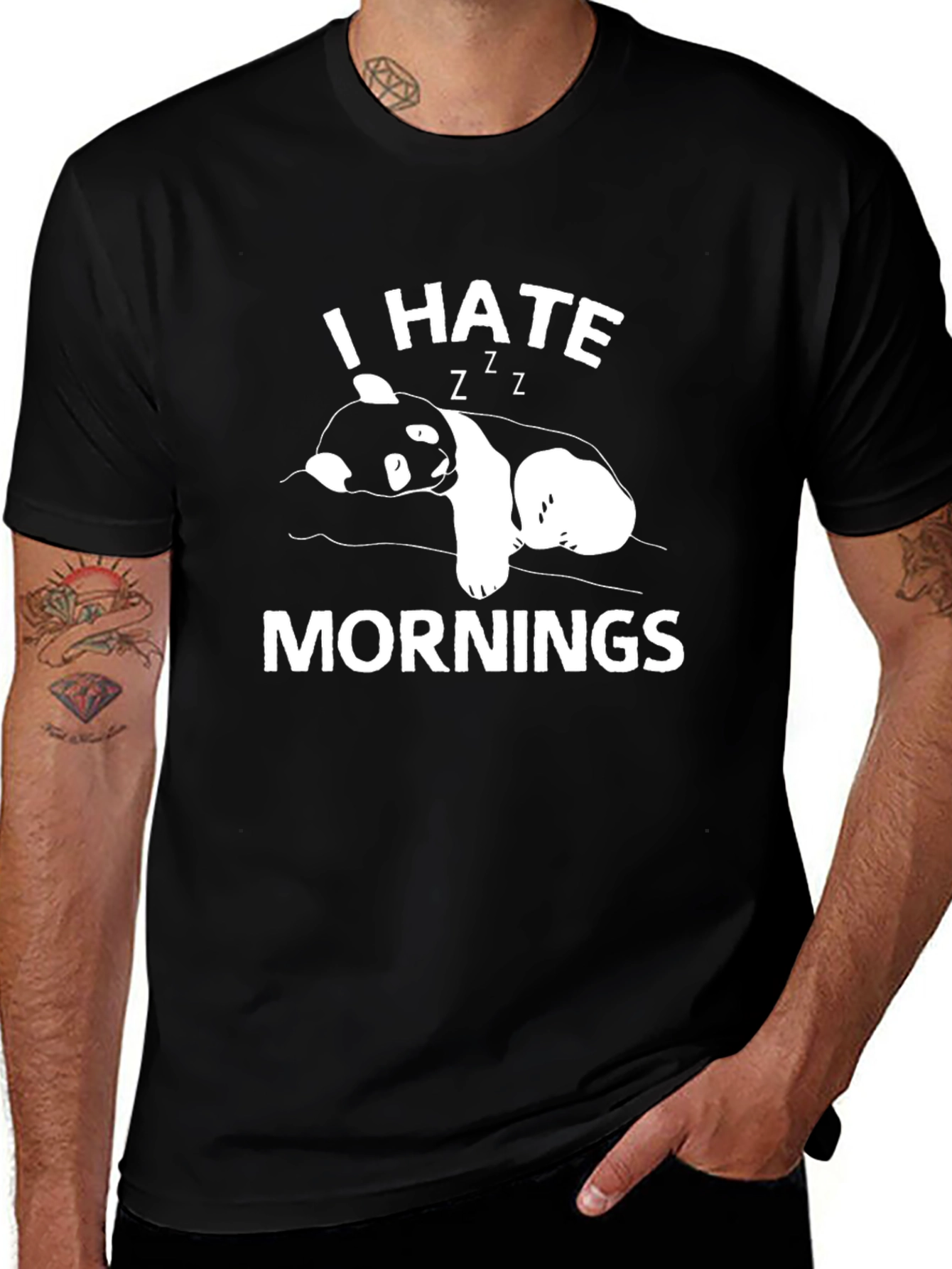 I Hate Mornings Panda Graphic T-Shirt