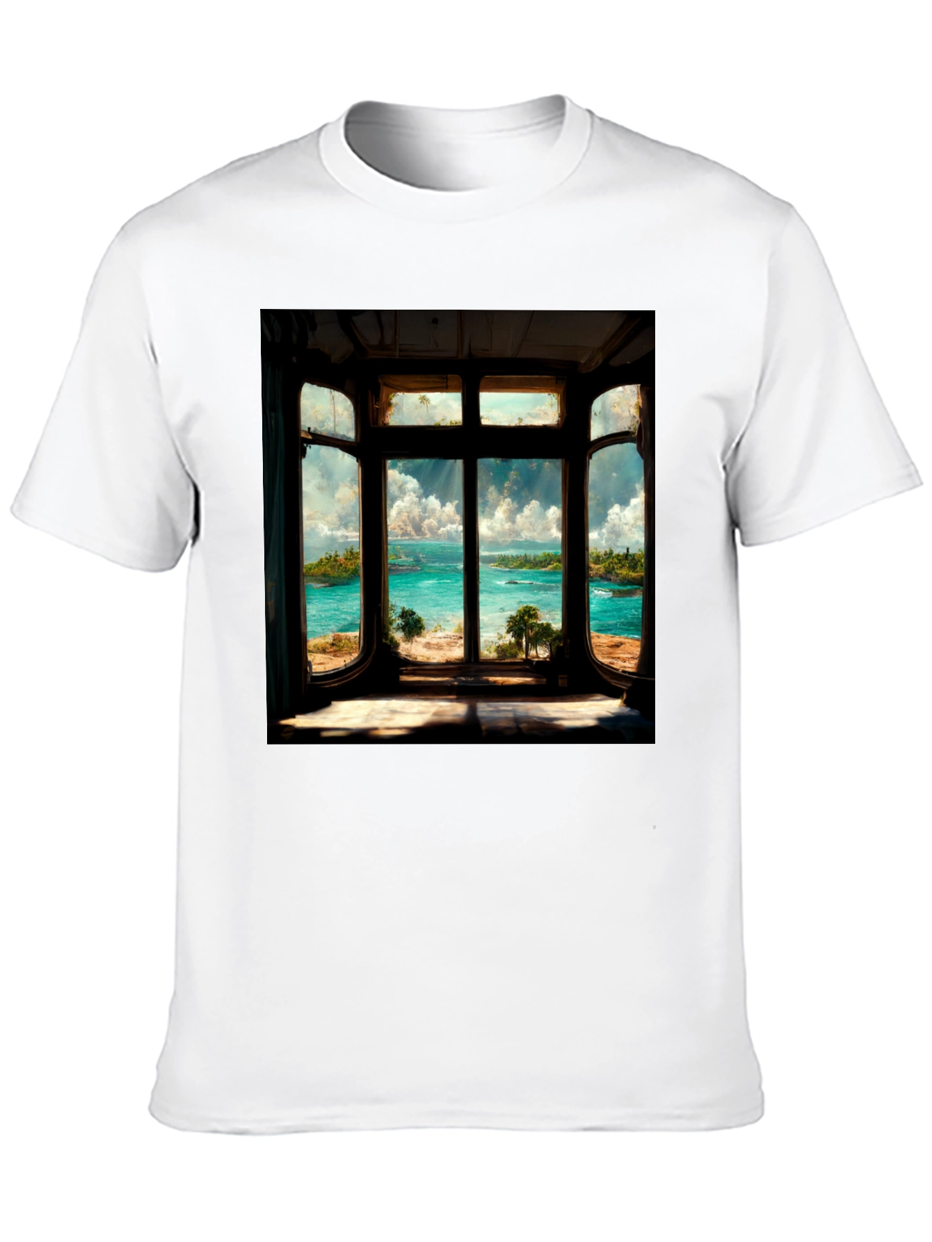 Coastal View Graphic Tee - Black Cotton Comfort