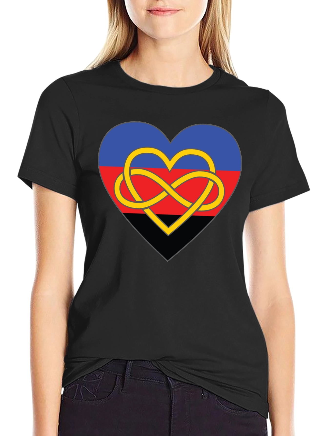 Polyamory Heart Knot Black Tee