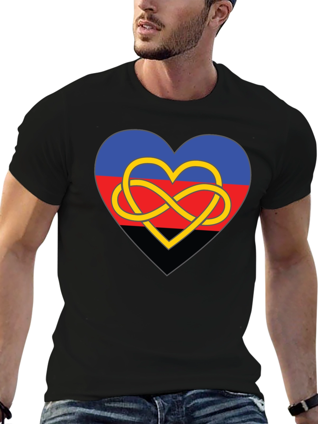 Polyamory Heart Knot Black Tee