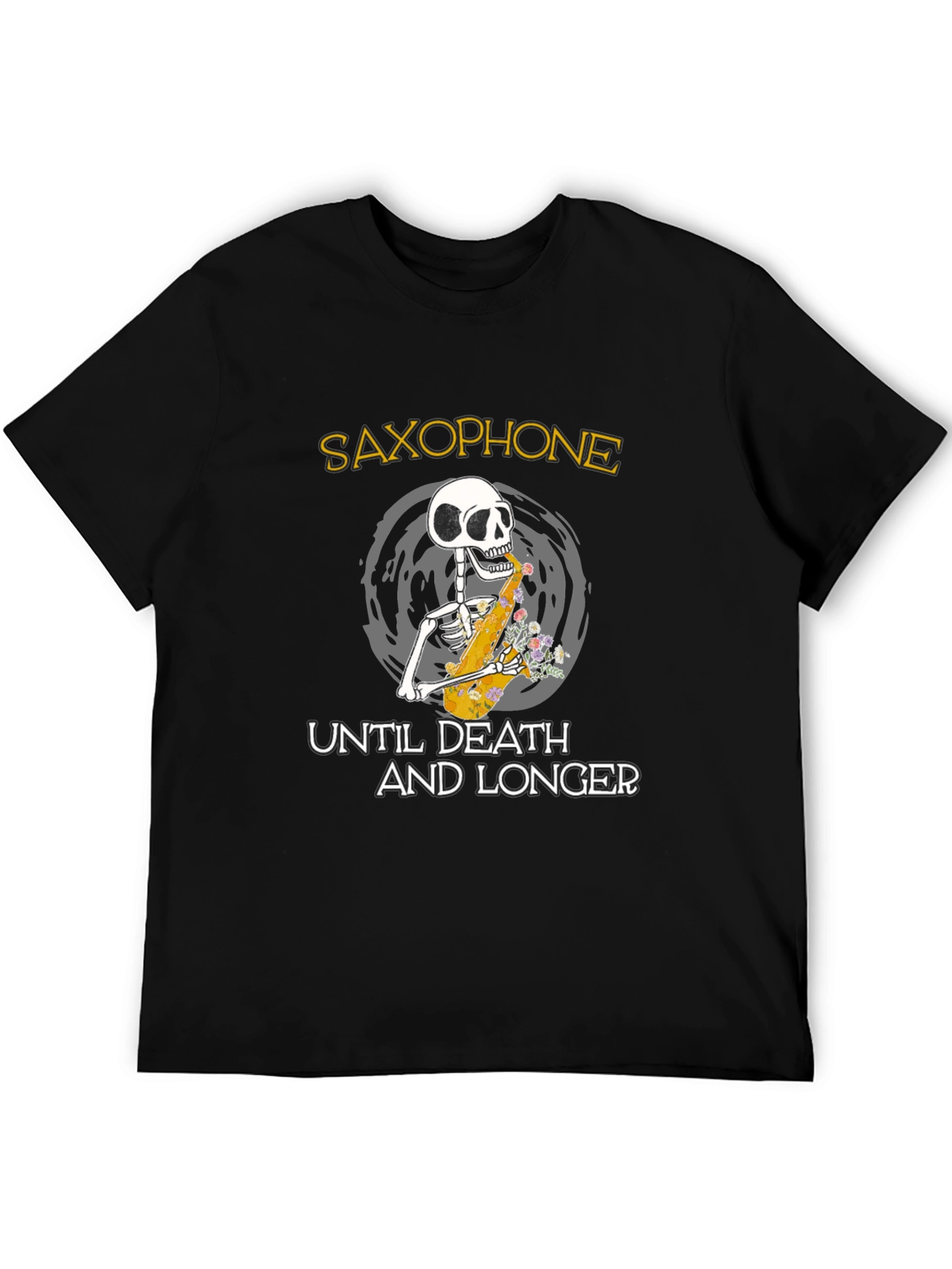 Saxophone Skeleton Graphic T-Shirt