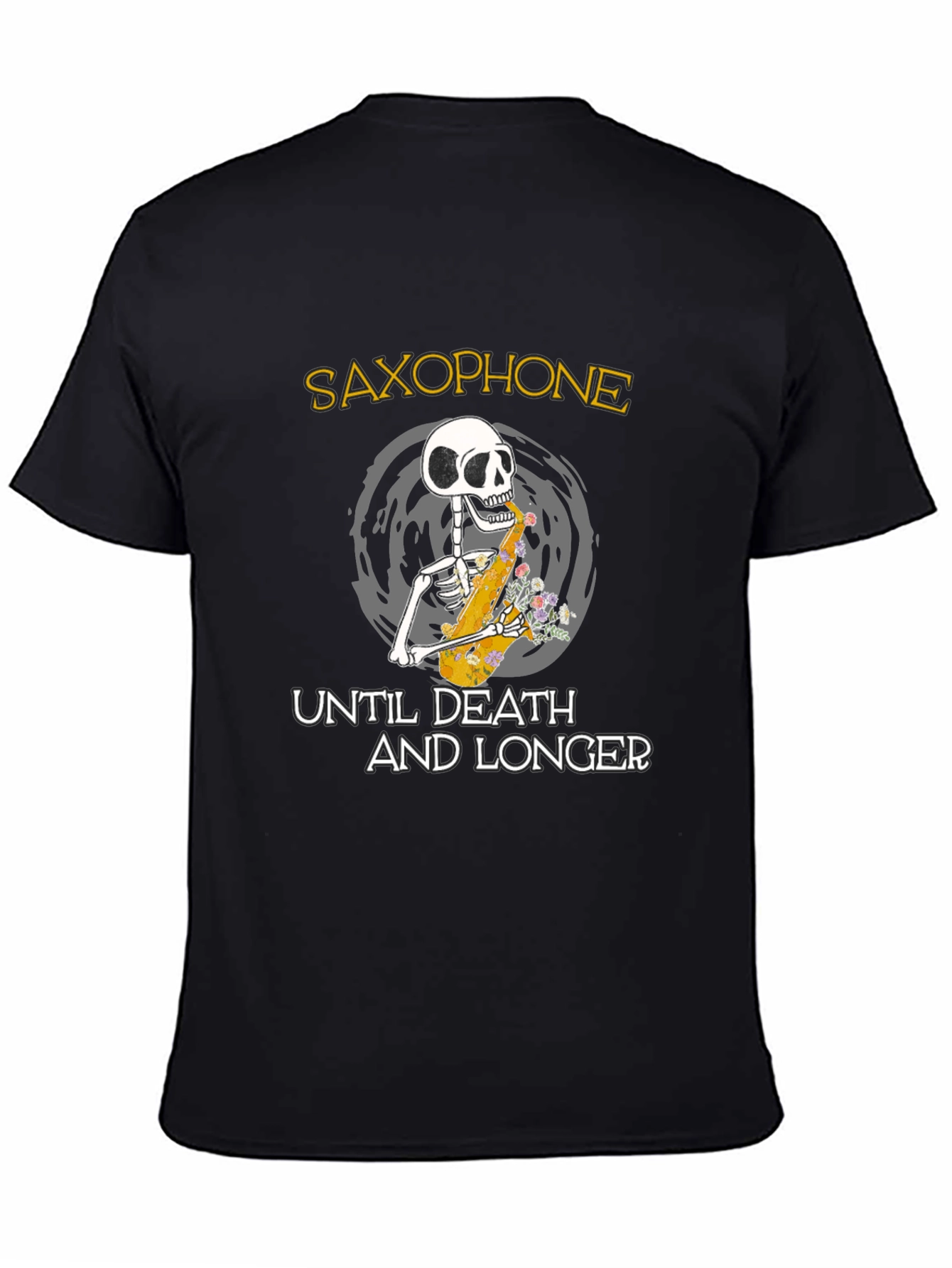 Saxophone Skeleton Graphic T-Shirt