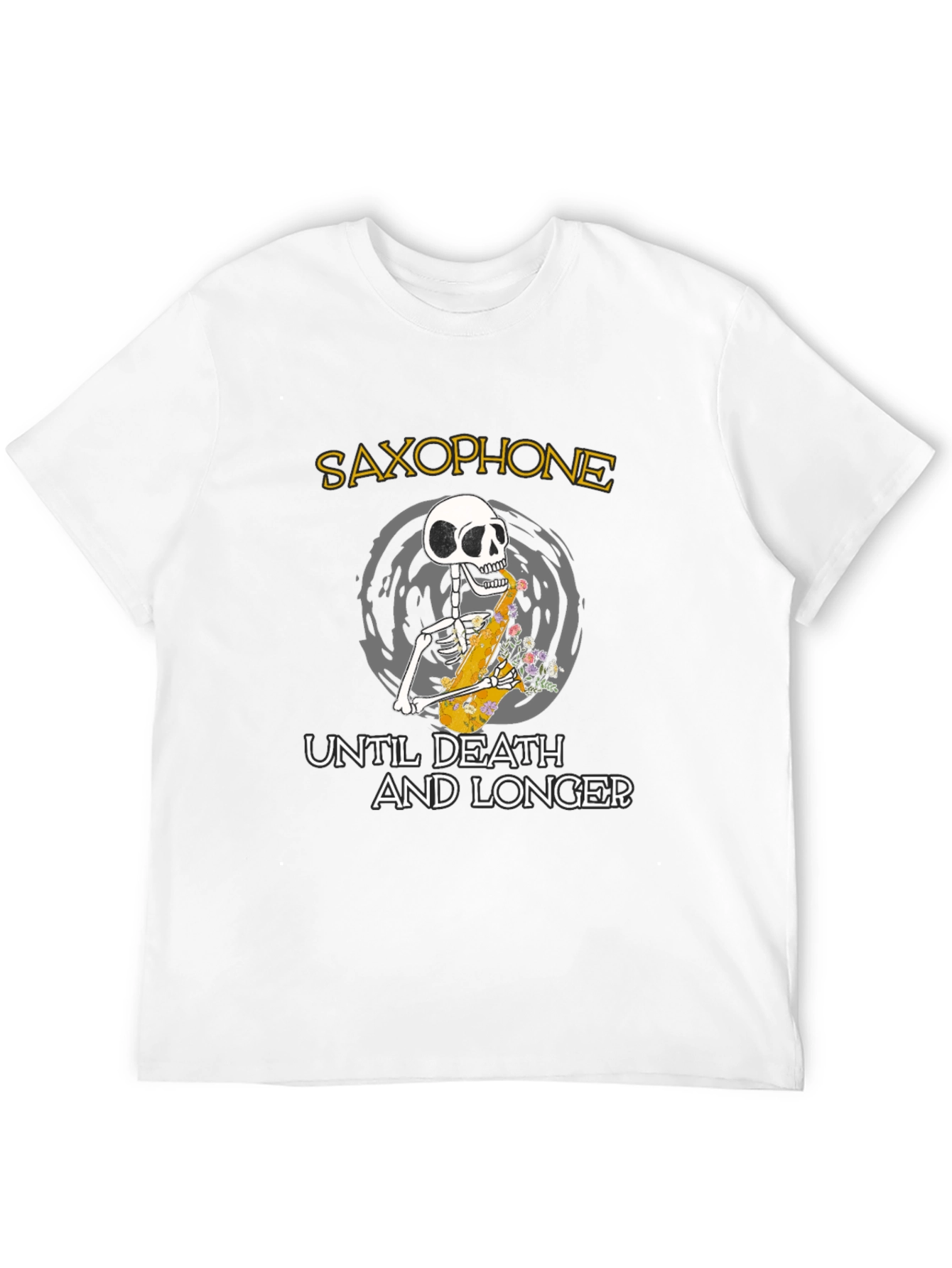 Saxophone Skeleton Graphic T-Shirt
