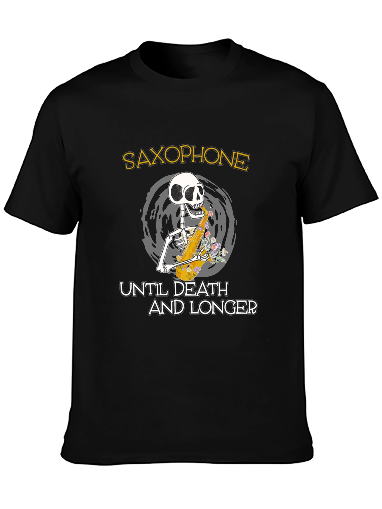 Saxophone Skeleton Graphic T-Shirt