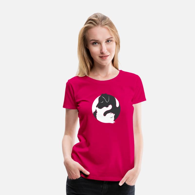 Yin Yang Dog Cat Couple Matching Shirt Men Womens