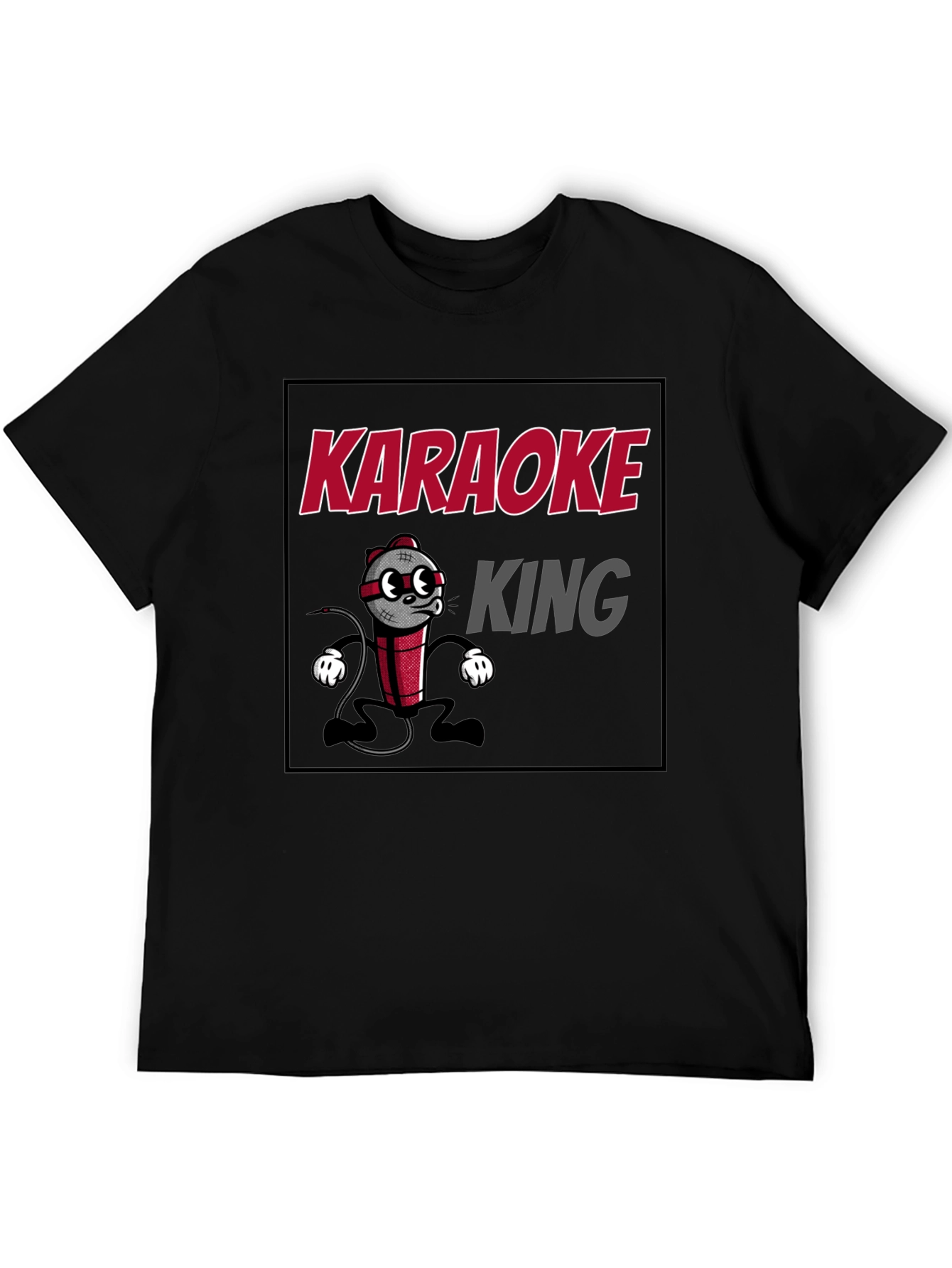 Karaoke King Graphic T-Shirt - Funny Cartoon Mic Tee