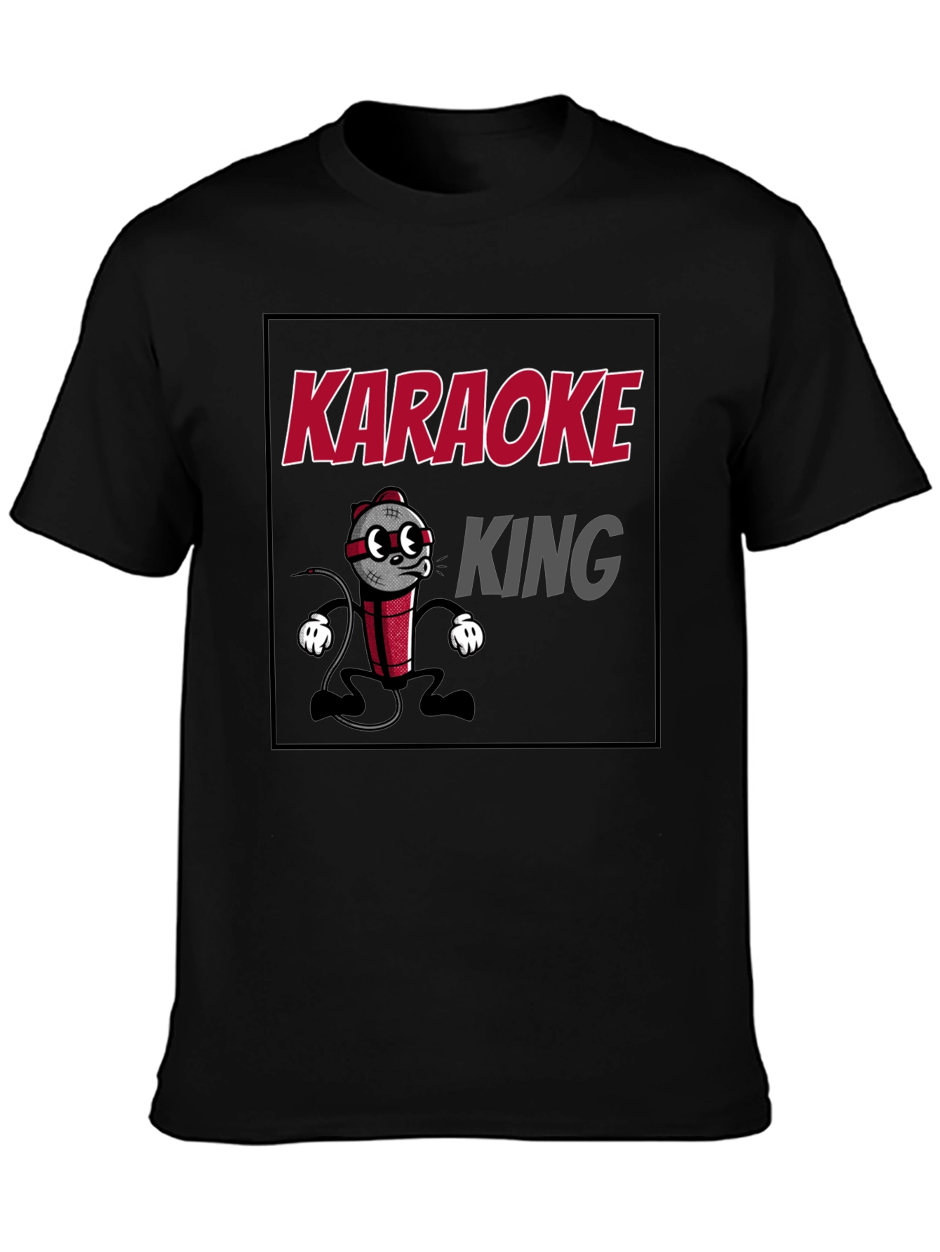 Karaoke King Graphic T-Shirt - Funny Cartoon Mic Tee
