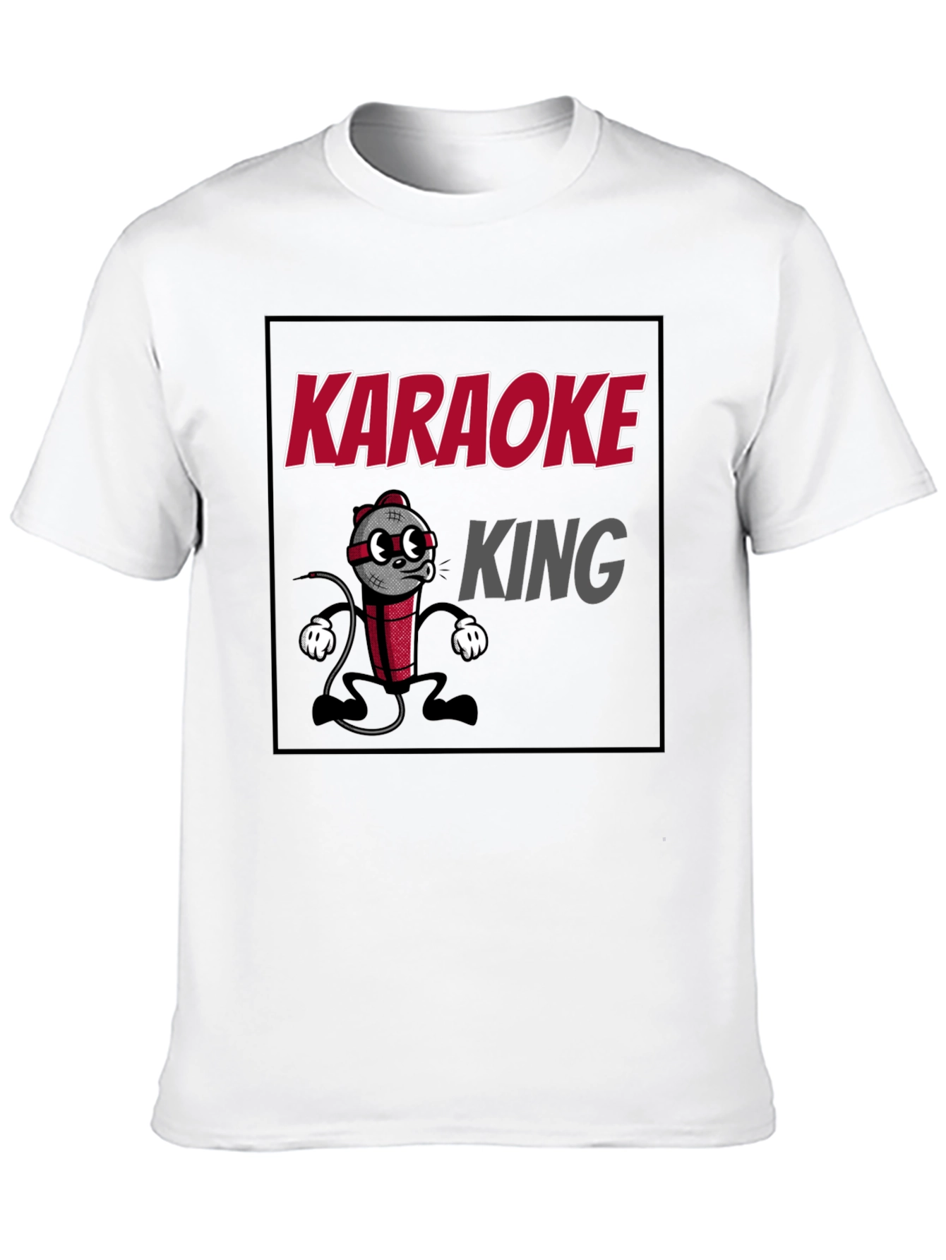 Karaoke King Graphic T-Shirt - Funny Cartoon Mic Tee