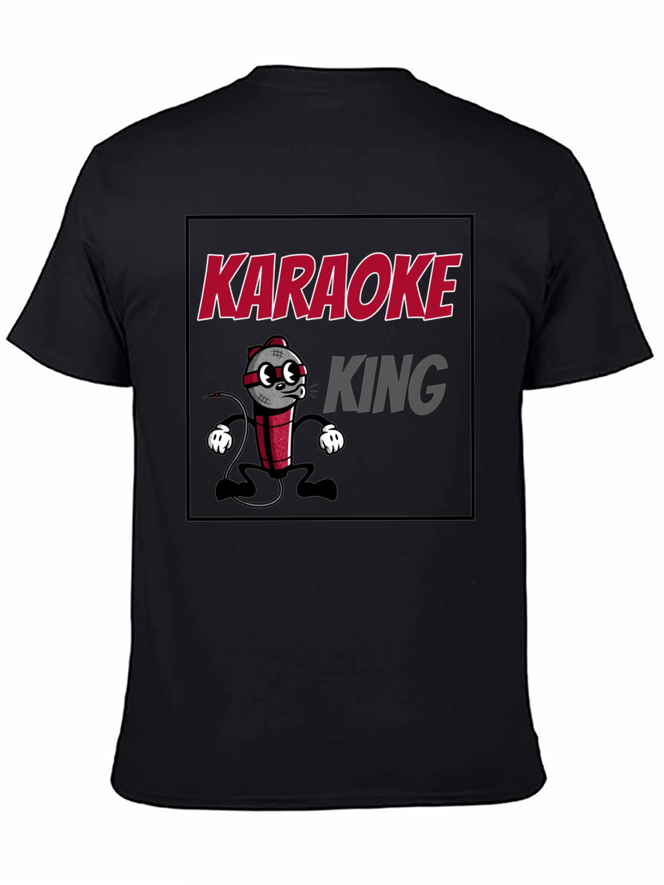 Karaoke King Graphic T-Shirt - Funny Cartoon Mic Tee