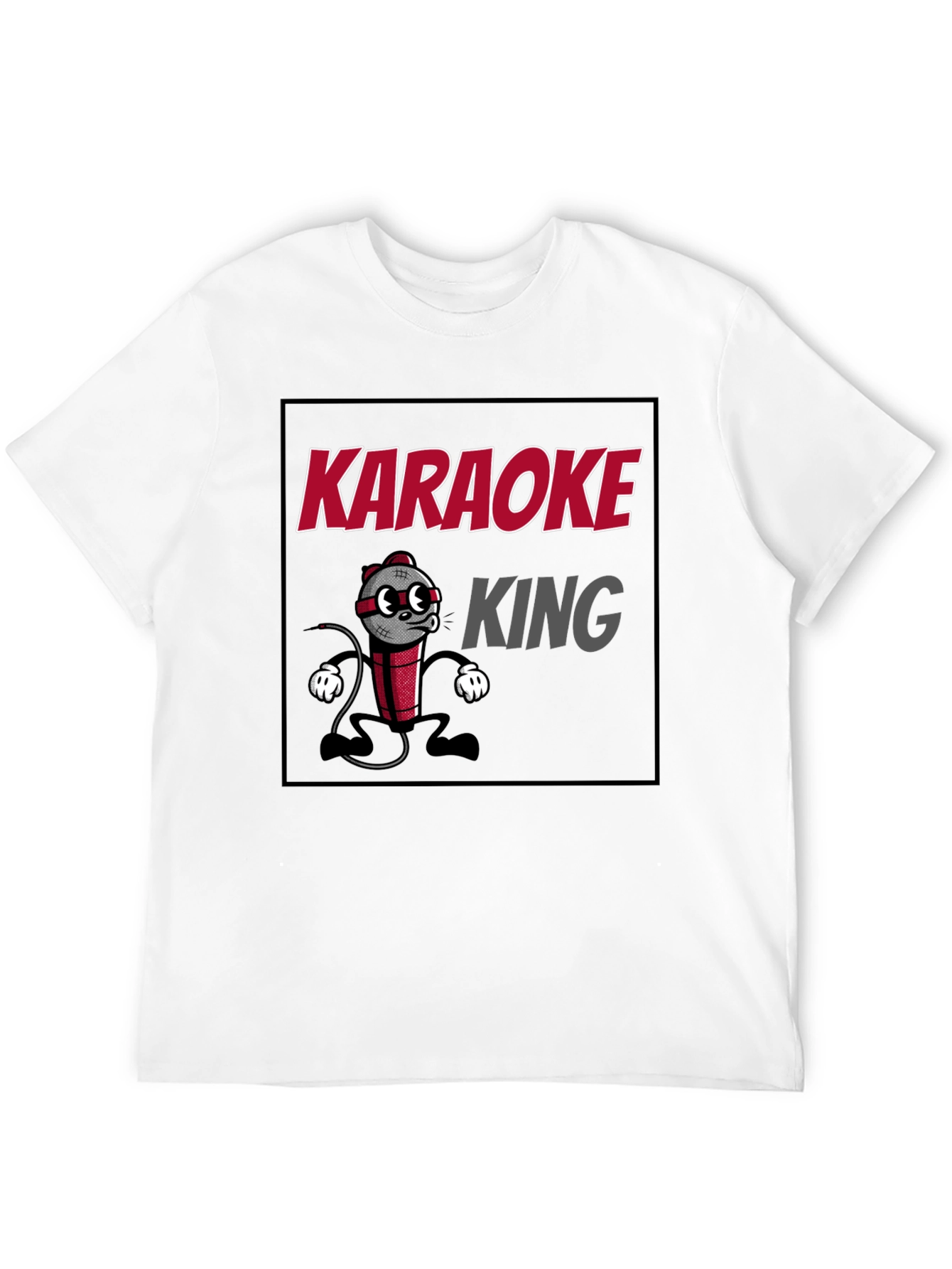 Karaoke King Graphic T-Shirt - Funny Cartoon Mic Tee